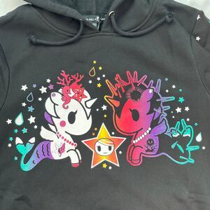 Tokidoki Dolls Kill Mermicorno Mermaid Black Hoodie Small Rainbow Ombre NWT